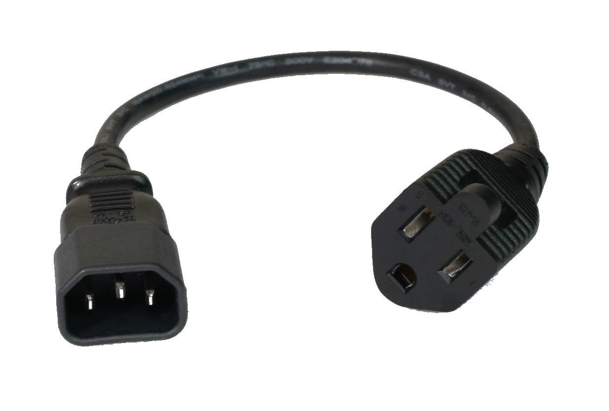1FT 3-prong TO Computer Power AC Power Adaptor NEMA5-15J/IEC320 C14
