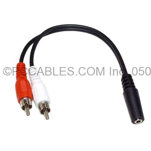 3.5mm STEREO JACK SOCKET F TO 2 RCA M CABLE 6IN