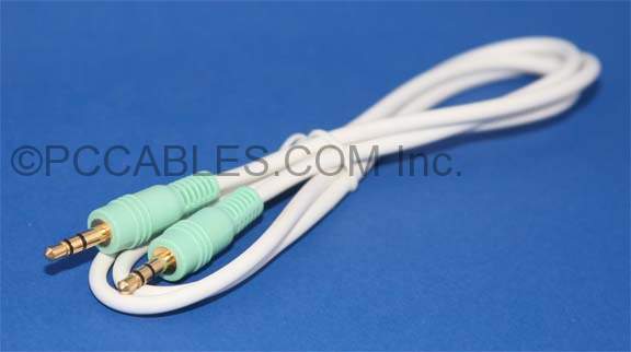 3FT STEREO AUX CABLE White 3.5mm PLUG Male Male