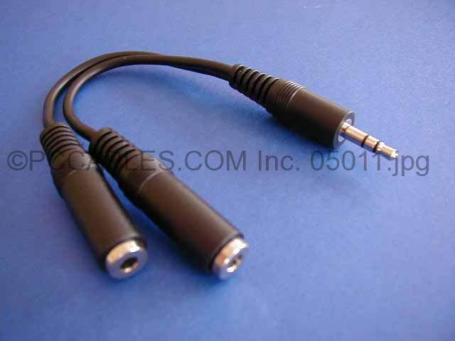3.5mm Stereo Jack Y Splitter Male Female Female Cable