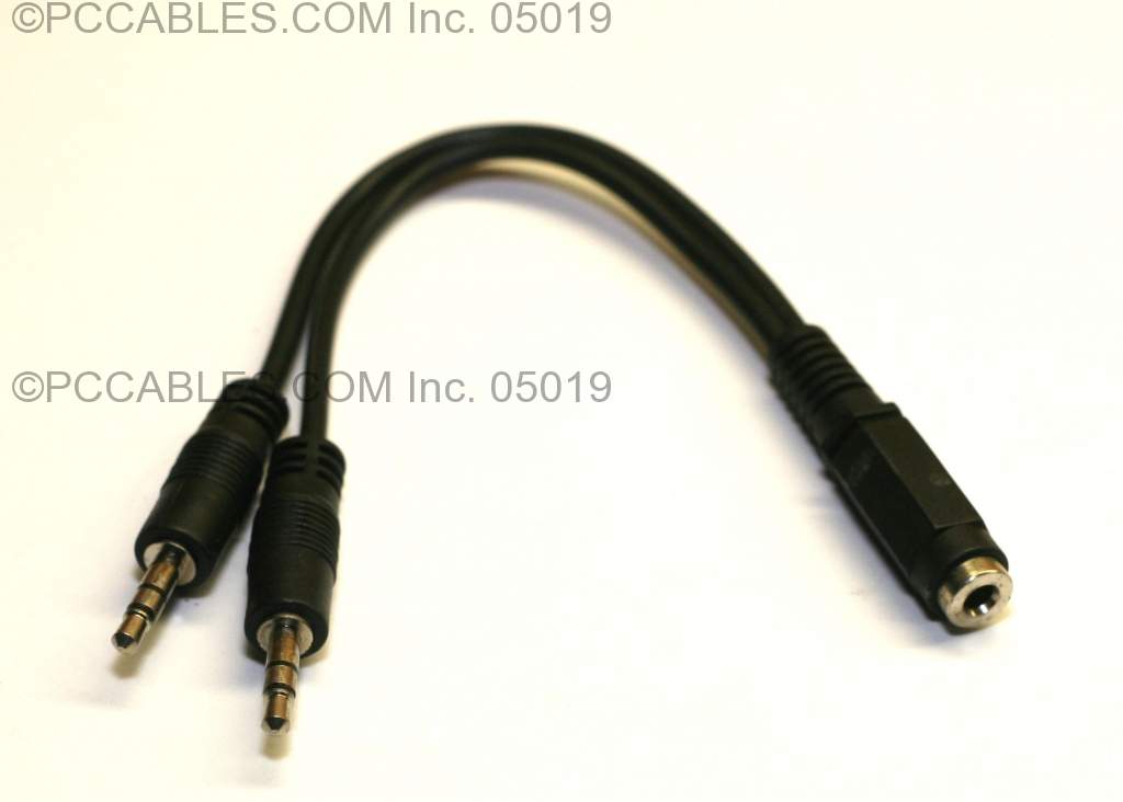 3.5mm STEREO JACK Y-SPLITTER F-M-M CABLE