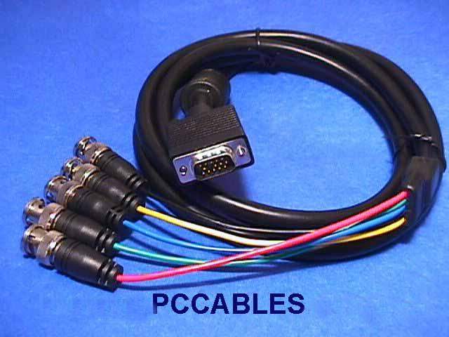 5 BNC TO SUPER VGA HD15-M Cable 6FT