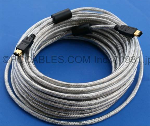 50FT 15M Firewire Cable Silver 6PIN 6PIN