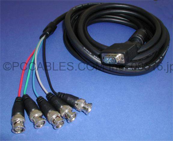5 BNC TO SUPER VGA HD15-M CABLE 15FT