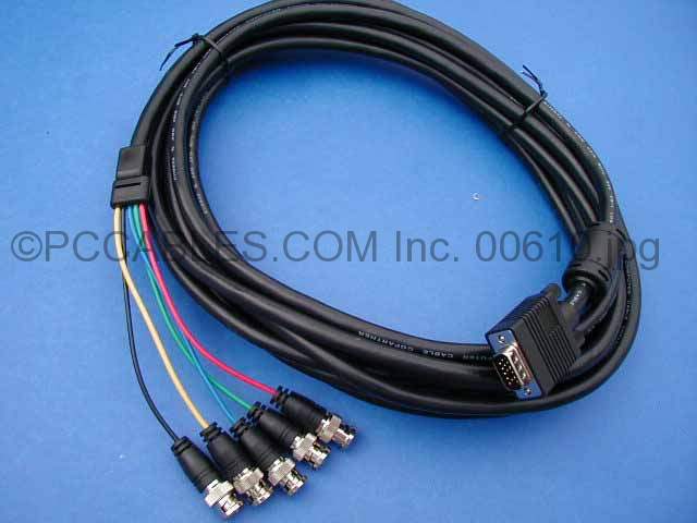 5 BNC TO SUPER VGA HD15-M CABLE 25FT