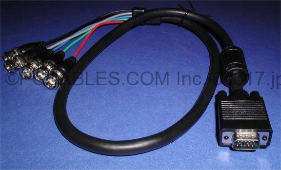 5 BNC TO SVGA HD15-M Cable 3FT