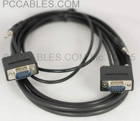 6FT SLIM VGA Monitor Cable with Audio 3.5 M-M