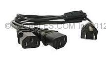 6ft Standard Y Computer Power Cord NEMA 5-15P to 2x C13