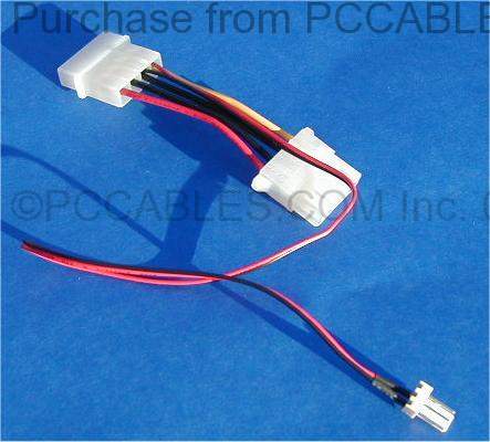 CPU/CASE FAN 3-WIRE to POWER SUPPLY 4-WIRE TAKE-OFF POWER CABLE
