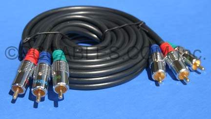 Component 6ft Black Cable Triple RCA Shielded Metal Connectors