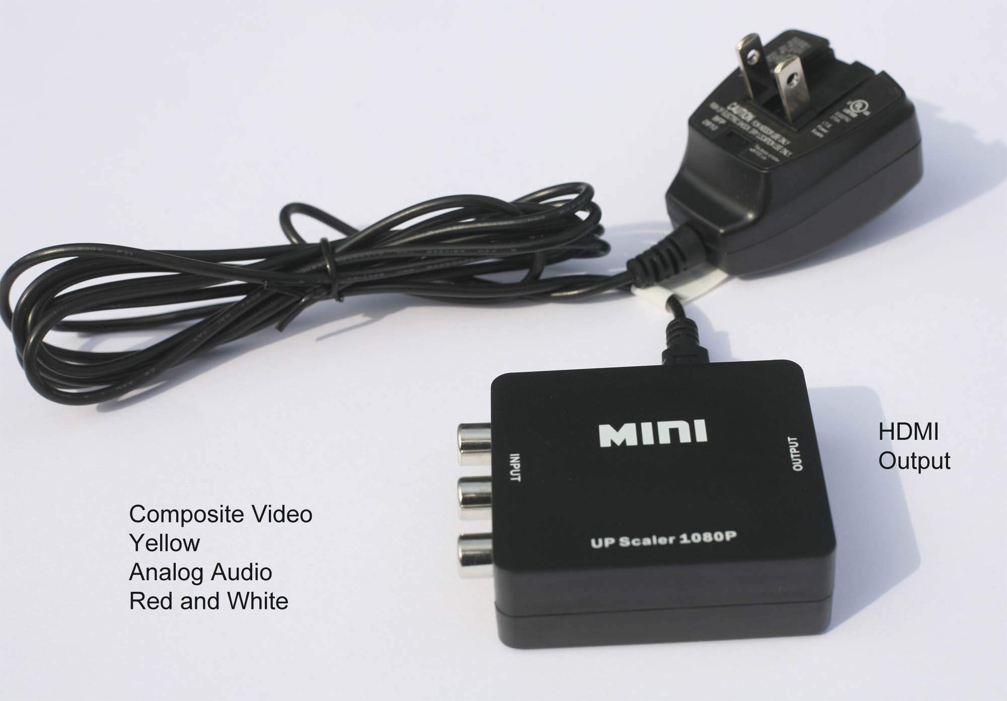 Composite RCA to HDMI Adapter Box Up Scaler 1080P with Power Supply
