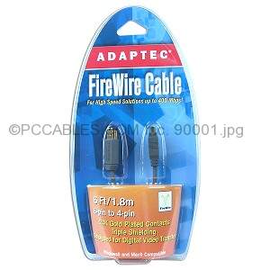 Firewire Cable 6ft Gray 6PIN 4PIN by Adaptec SPECIAL
