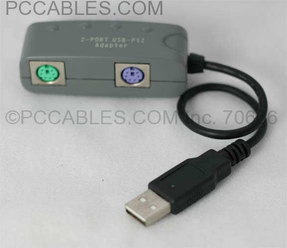 PS/2 to USB for PS/2 KEYBOARD and PS2 MOUSE Gray
