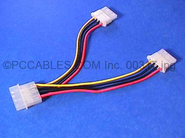Power Cable Y Splitter 5.25 to 2-5.25 8-inch