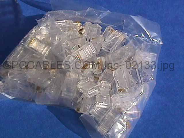 RJ45 8P8C Modular Plug Crimps 100 Pack (Solid-Round) 50 Micron