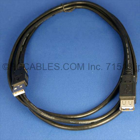 USB 2.0 Extension Cable Black 6ft A-Male to A-Female