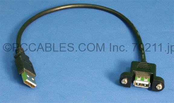 USB Panel Mount Cable Single Port Bulkhead Cable Male-Female 1Ft