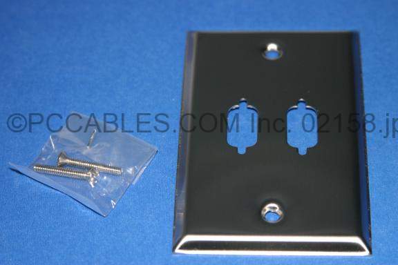 VGA WALL PLATE DB9 or HD15 2-HOLE STAINLESS