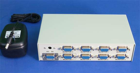 1 PC to 8 Monitors SVGA AMP Splitter