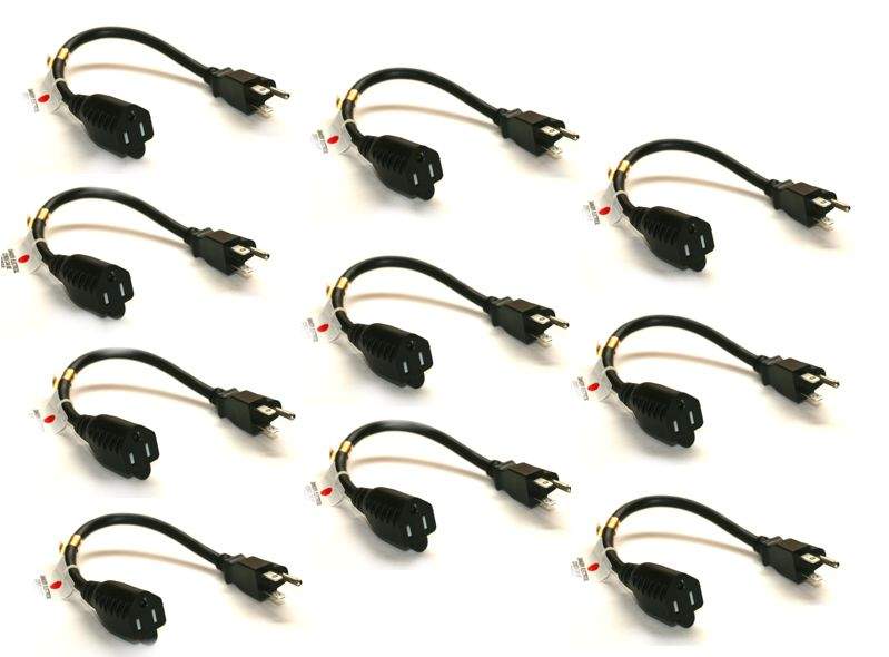 10-PACK - PREMIUM Power Strip Liberator Cable / Extension Cord Adapter 1-FT