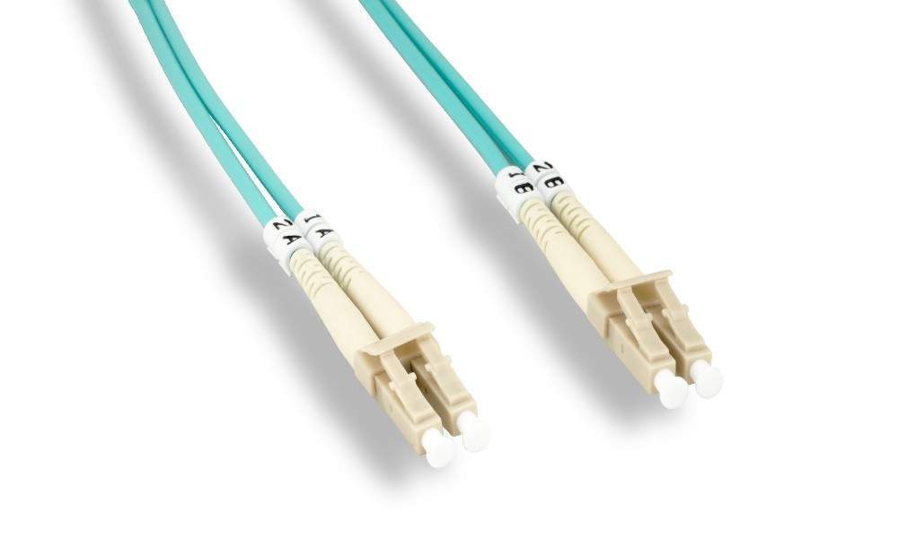 10Gb Duplex Multimode 50 125 OM4 Fiber Optic Patch Cable LC-LC Aqua 1M