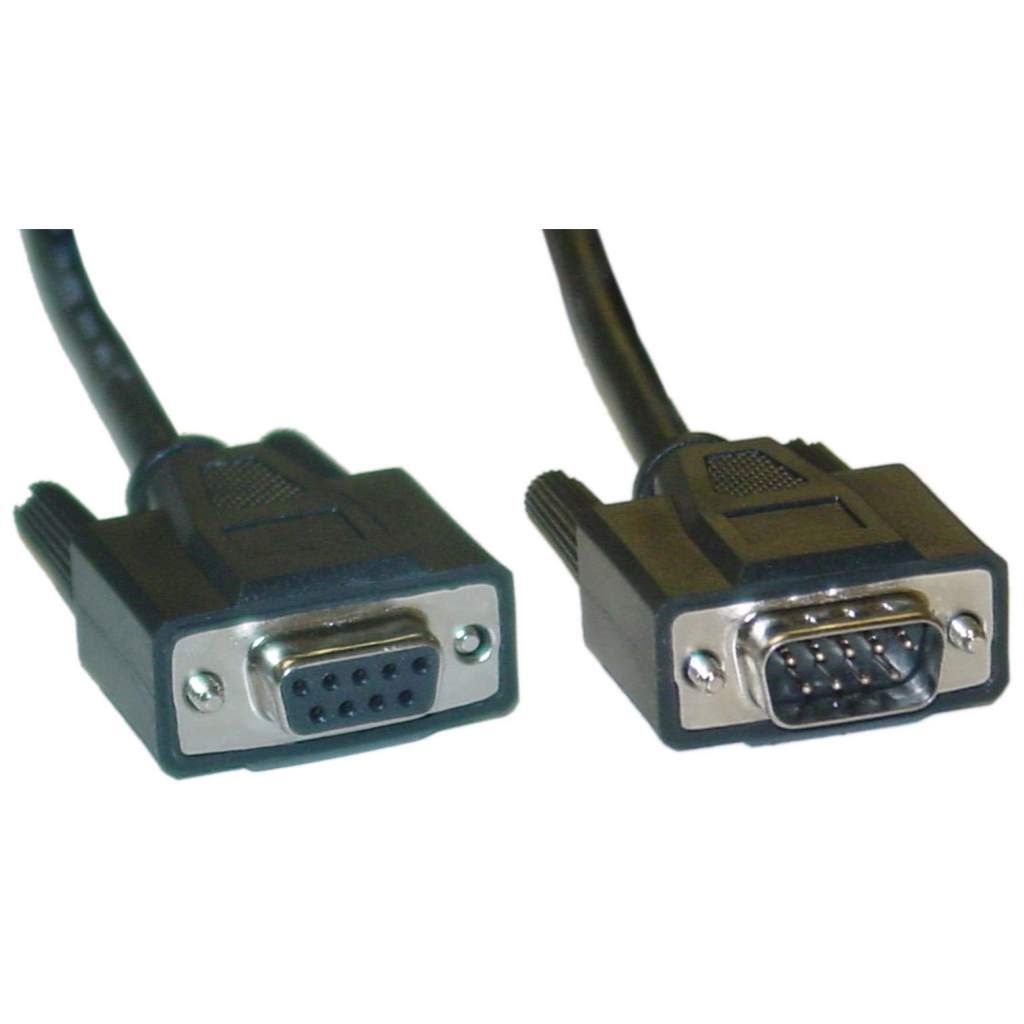15FT DB9M to DB9F Serial Cable Black