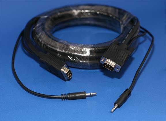 15FT SVGA CABLE MONITOR UL2919 HD15 with AUDIO 3.5 Male to Male