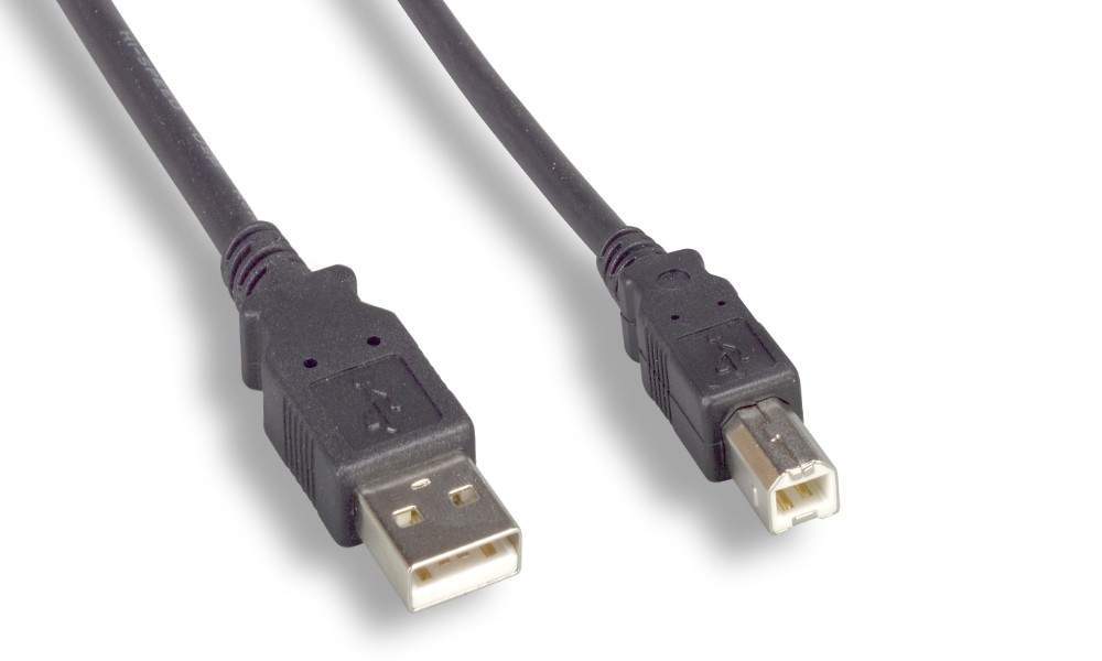 1FT USB 2.0 Cable A-B Black UL 28AWG 24AWG