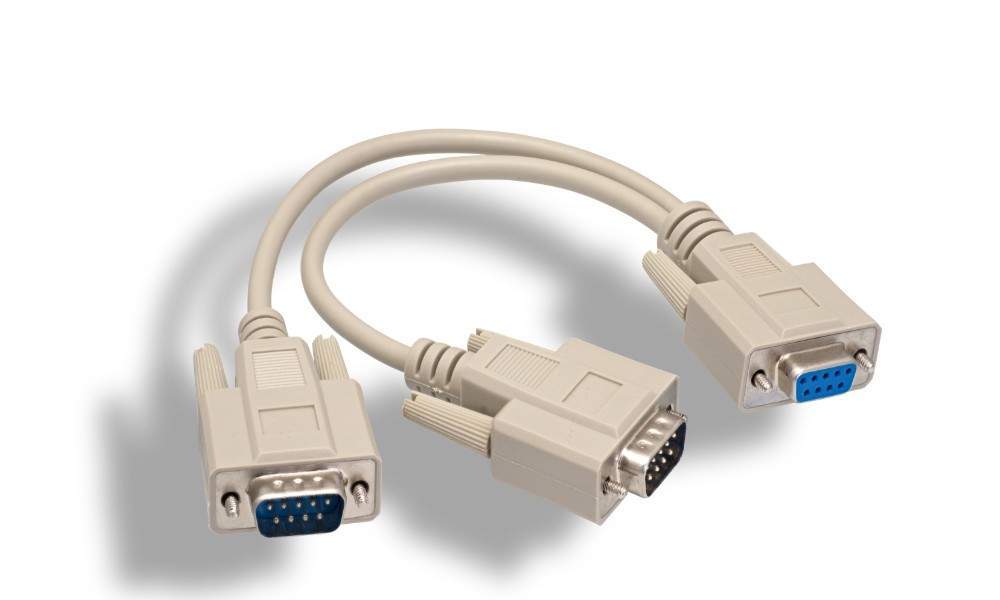 1ft DB9 Female to 2 Male Serial RS232 Splitter Cable