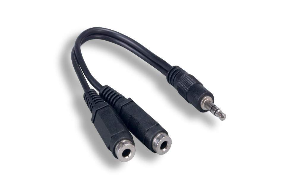 3.5mm Stereo Jack Y Splitter Male Female Female Cable 6IN