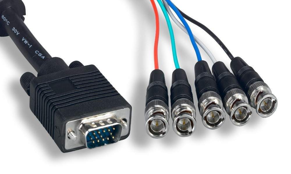 5 BNC to SUPER VGA HD15-M Cable 6FT RGBHV