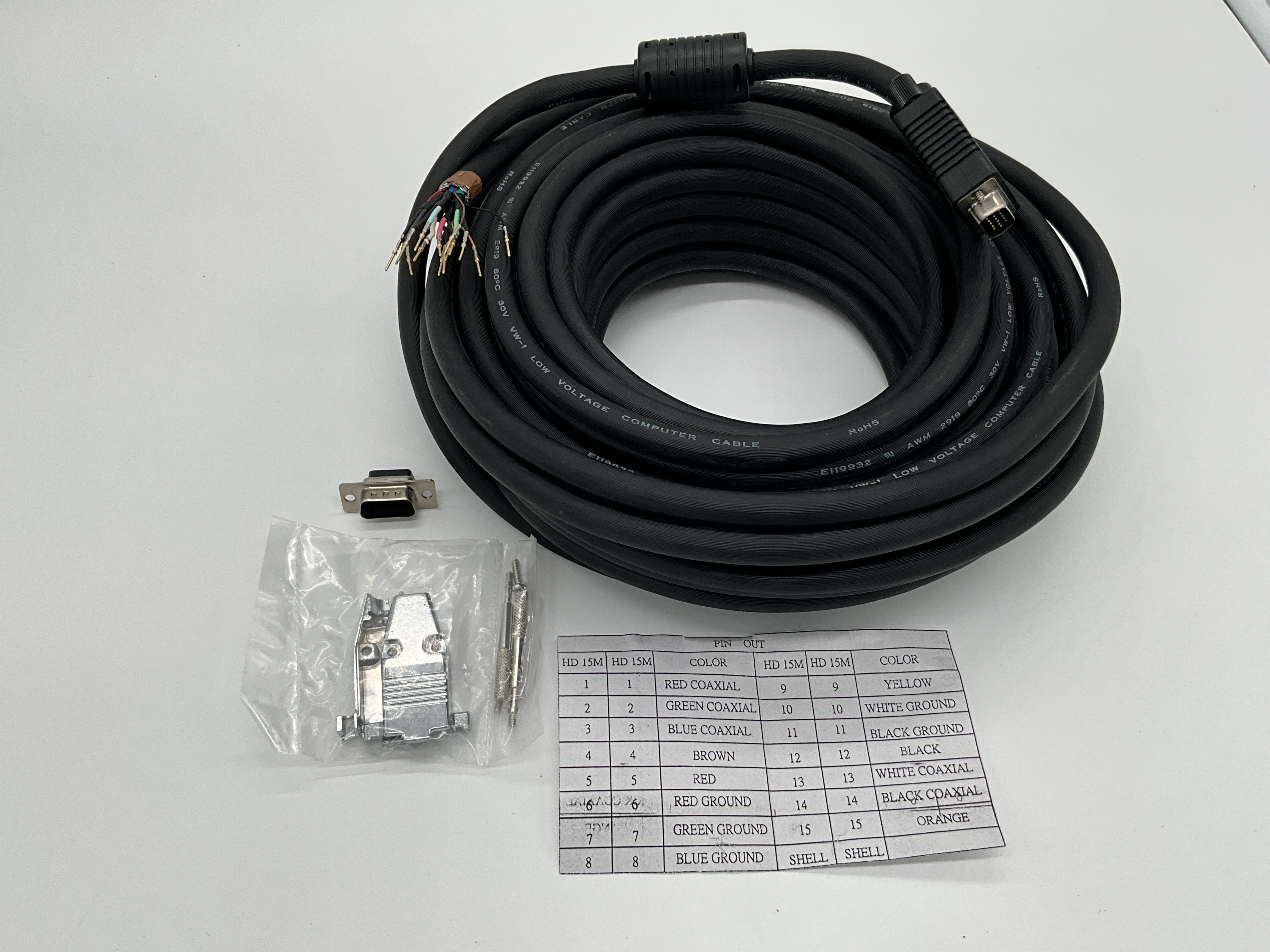 50FT SVGA Cable Monitor HD15 Male to Male Conduit Feed UXGA
