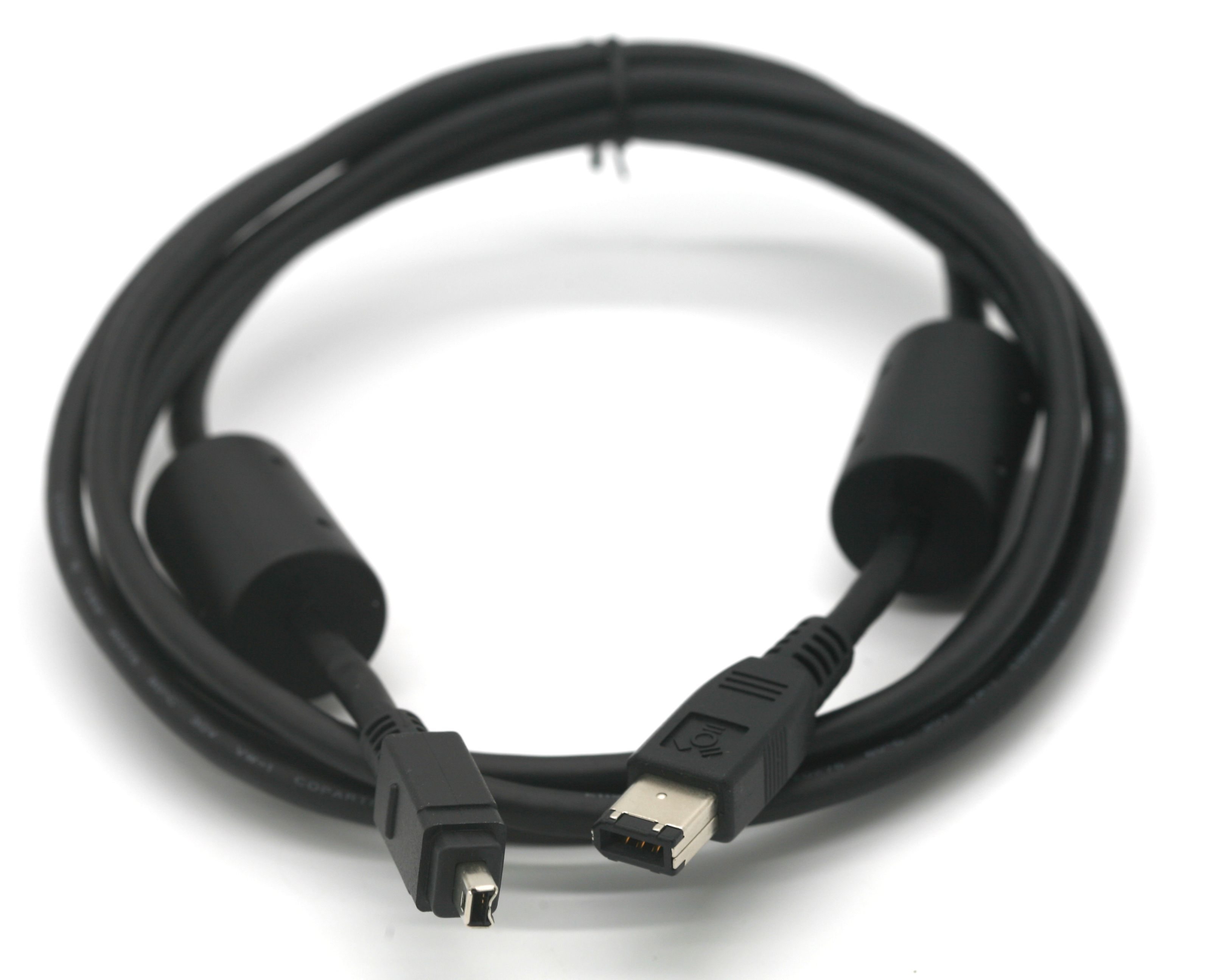 6FT Firewire Cable Black 6pin 4pin with Ferrite 1394A Premium Heavy Duty