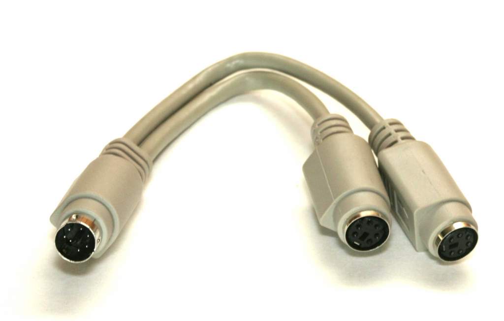 6in Mini DIN 6-Pin Male Dual Female Y-Splitter Cable PS2