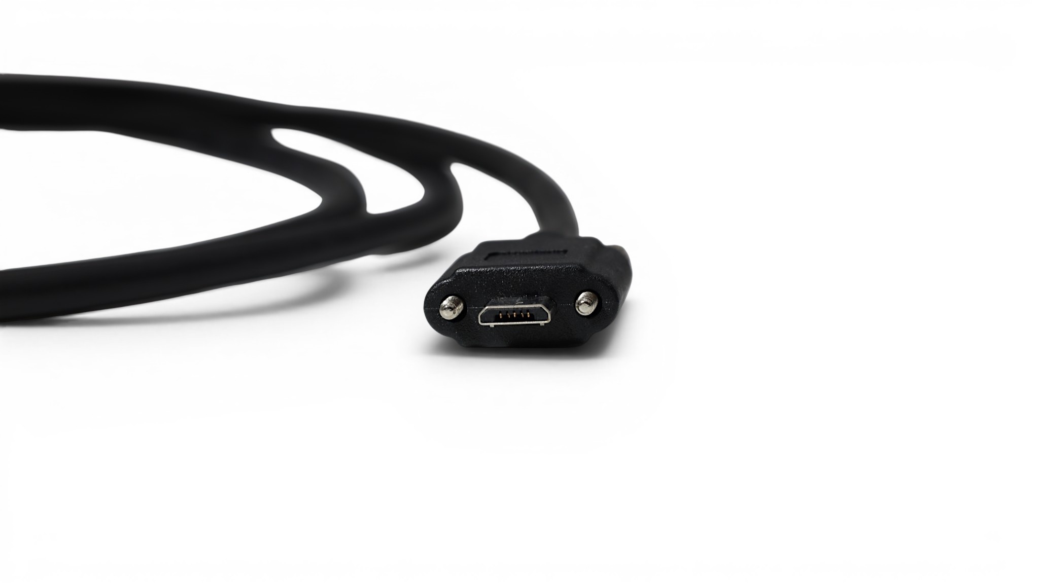 1M USB 2.0 USB-A to USB Micro-B Double Screw Lock Cable back view