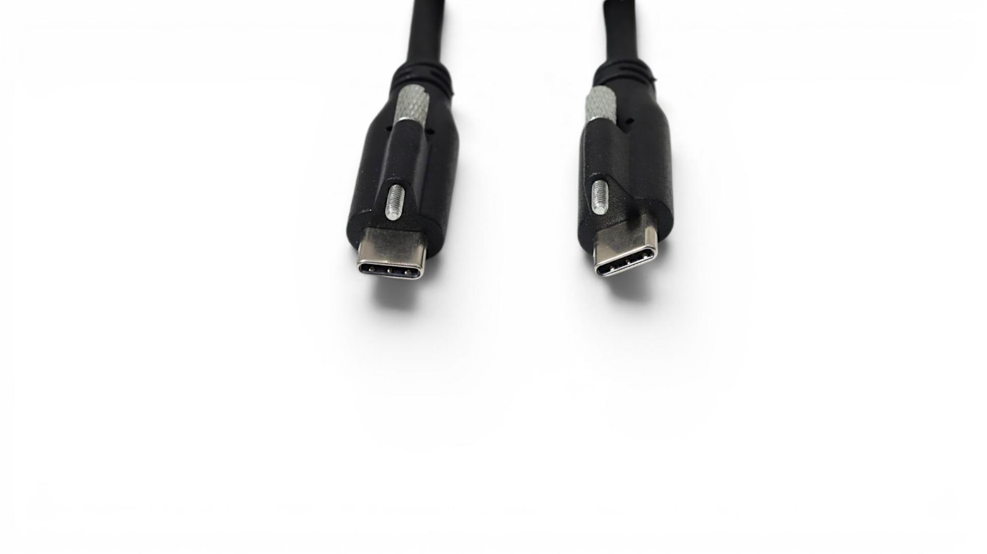 USB 3.1 SuperSpeed C-C Cable 2M Single Screw Lock Type C Male 10Gbps Industrial