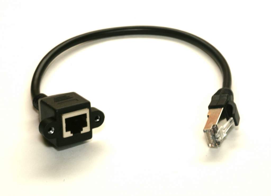 Panel Mount Cat5E Black 30CM 12Inch Ethernet Cable 1FT