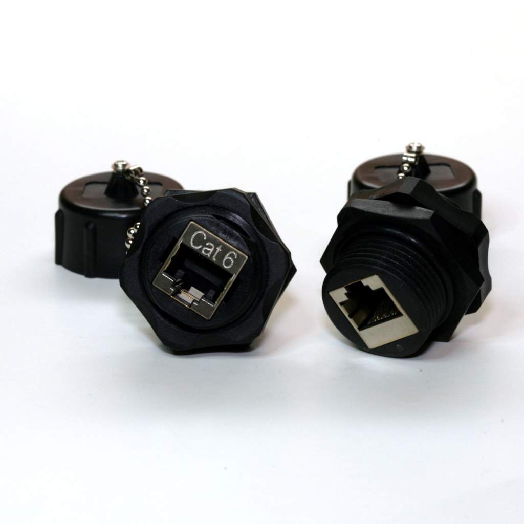 CAT6 Panel Mount Coupler IP67 Waterproof with Cap
