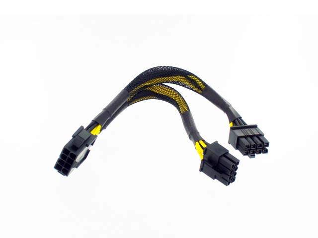 AYA 7 8-Pin EPS-12V Male to Dual 8-Pin EPS-12V Female Y Splitter Cable 18AWG Black 