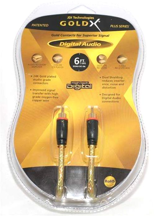 GoldX Digital Audio High Performance Digital 6 ft Cable NEW