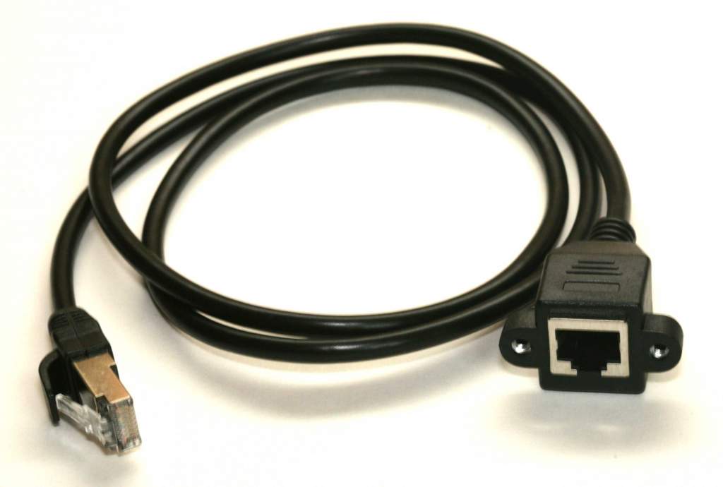 Panel Mount Cat5E Black 1Meter 40Inch Ethernet Cable RJ45