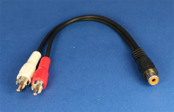 RCA Y SPLITTER ADAPTER Female Male Male 6 Inch