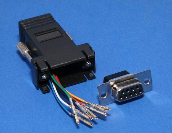 RJ45 to DB9-Female Adapter Black RS232 Modular DB9F