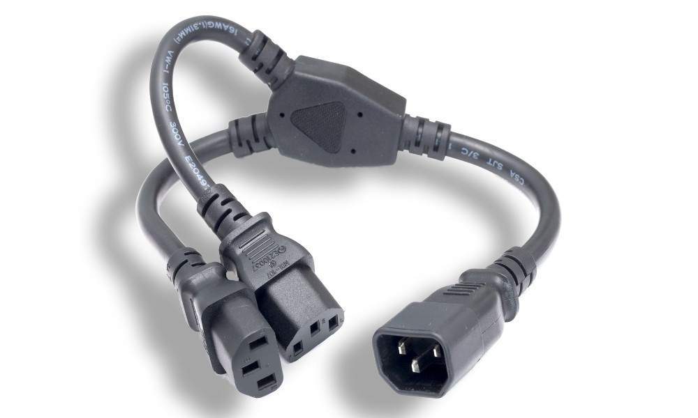 UPS Server Y Splitter C14 to 2 x C13 Power Extension Cable 16AWG