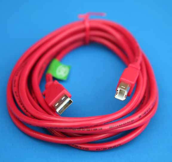 USB 2.0 Cable Red A to B 10FT