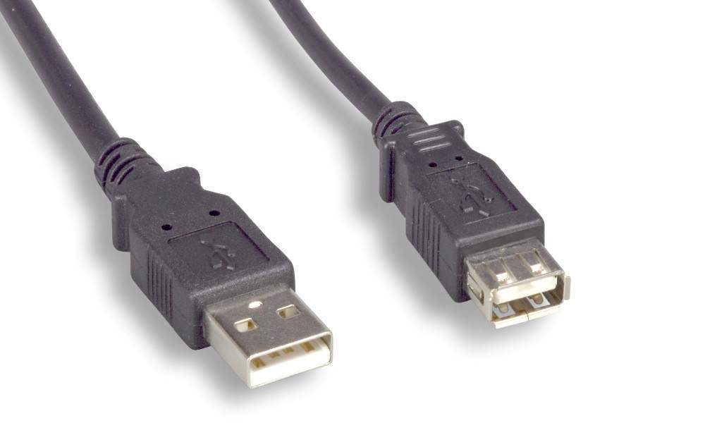 USB 2.0 Extension Cable Black 3ft A-Male to A-Female