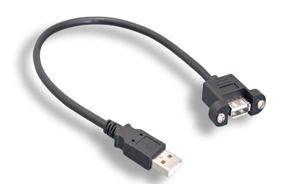 USB 2.0 Panel Mount Cable Single Port Bulkhead Cable Male-Female 1Ft