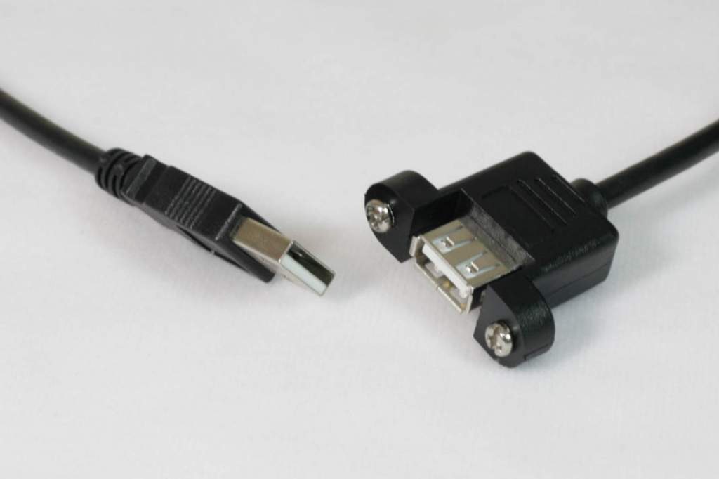 USB 2.0 Panel Mount Cable Single Port Bulkhead Cable Male-Female 6FT
