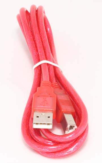 USB Cable Translucent Red A to B 6FT