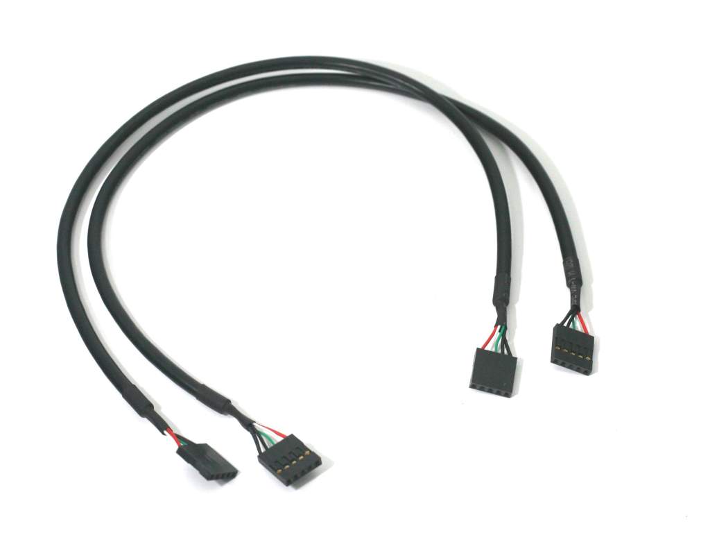 USB Header Cable 5-Pin 1x5 Case to Mainboard Internal Cable 16 inch Black (2-PACK)